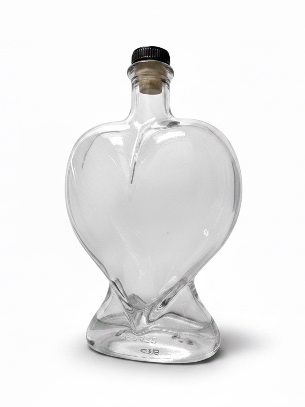 Vintage KEFLA Depose Heart Shaped Glass Bottle 50cl 3 German Cork Stopper 8"